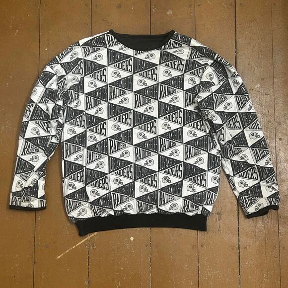 VINTAGE 80s/90s Los Angeles Raiders Reversible Crew Sweatshirt - Picture 3 of 4